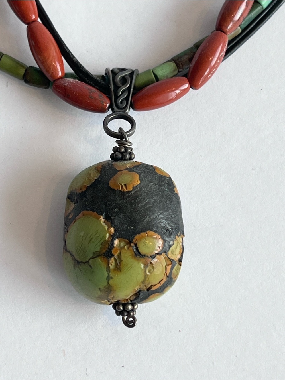 Beautiful Bohemian Beaded Natural Stone Necklace 925 Clasp